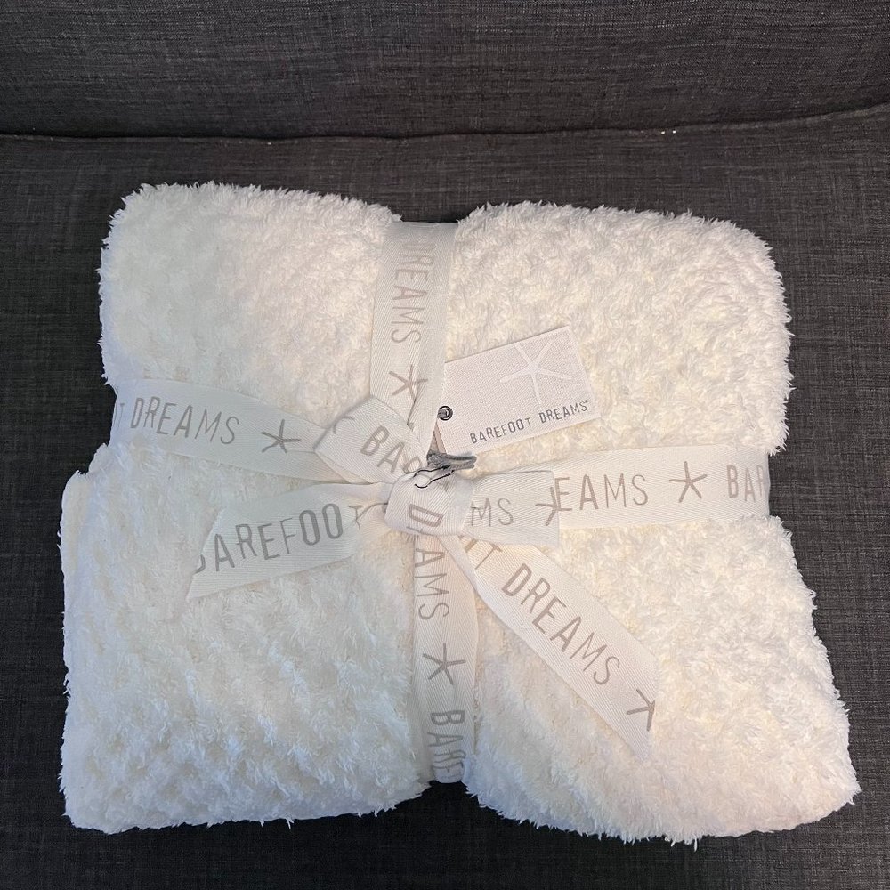 Barefoot Dreams Blanket/Throw - Cream Honeycomb Pattern